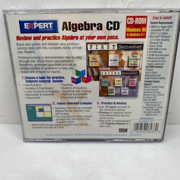 Vintage 1995 Expert Software Algebra Examples CD-ROM Jewel Case Windows 95/3.1 - Picture 4 of 5
